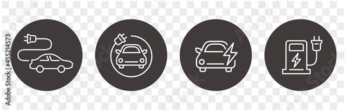 Line Electro Car Icons vector