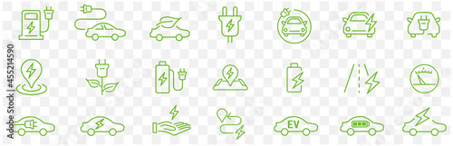 Line Electro Car Icons vector