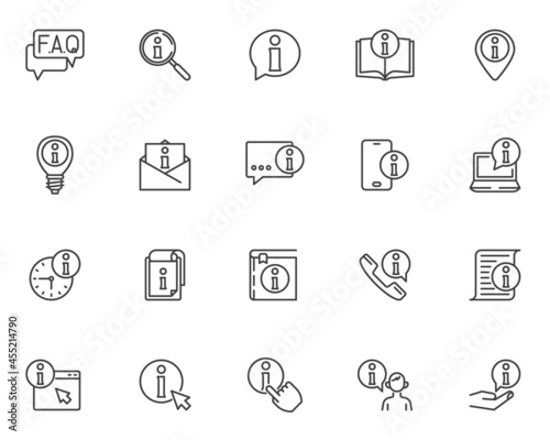 Help desk information line icons set