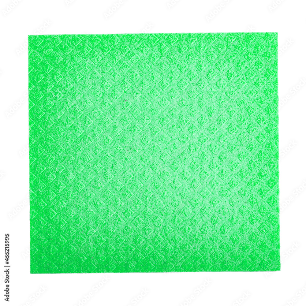 Fototapeta premium Clean sponge rag on isolated white background. Household cleaning cloth.
