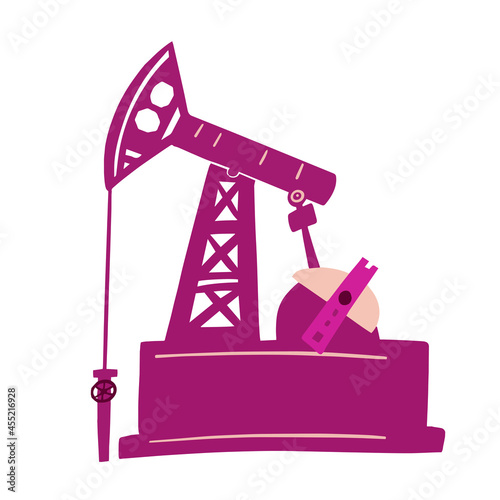 Oil pumping isolated in minimalist style. Vector illustration.