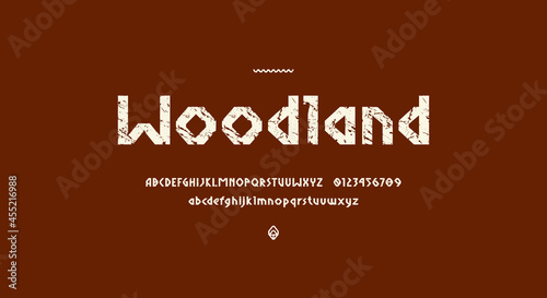 Sans serif letters font in viking style for logo and headline design
