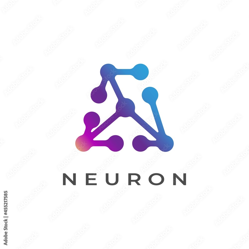 Neuron Vector Logo forming Letter A Typography Design. Triangle Neurons Illustration Symbol Neuron Vector Logo forming Letter A Typography Design. Triangle Neurons Illustration Symbol