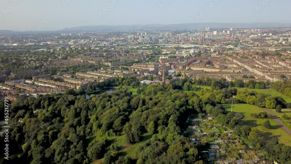 Fly over Glasgow Queens Park towards Strathbungo Fly over Glasgow Queens Park towards Strathbungo