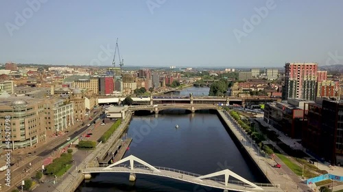 Fly over the Glasgow Clyde river photo