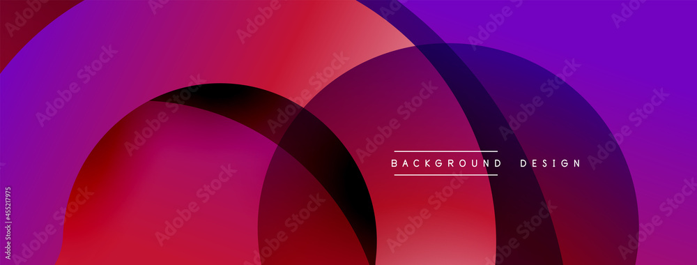 Abstract overlapping lines and circles geometric background with gradient colors