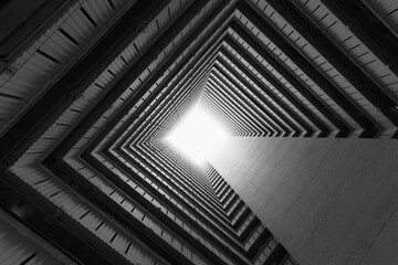 High rise residential building of public estate in Hong Kong city. Building abstract background