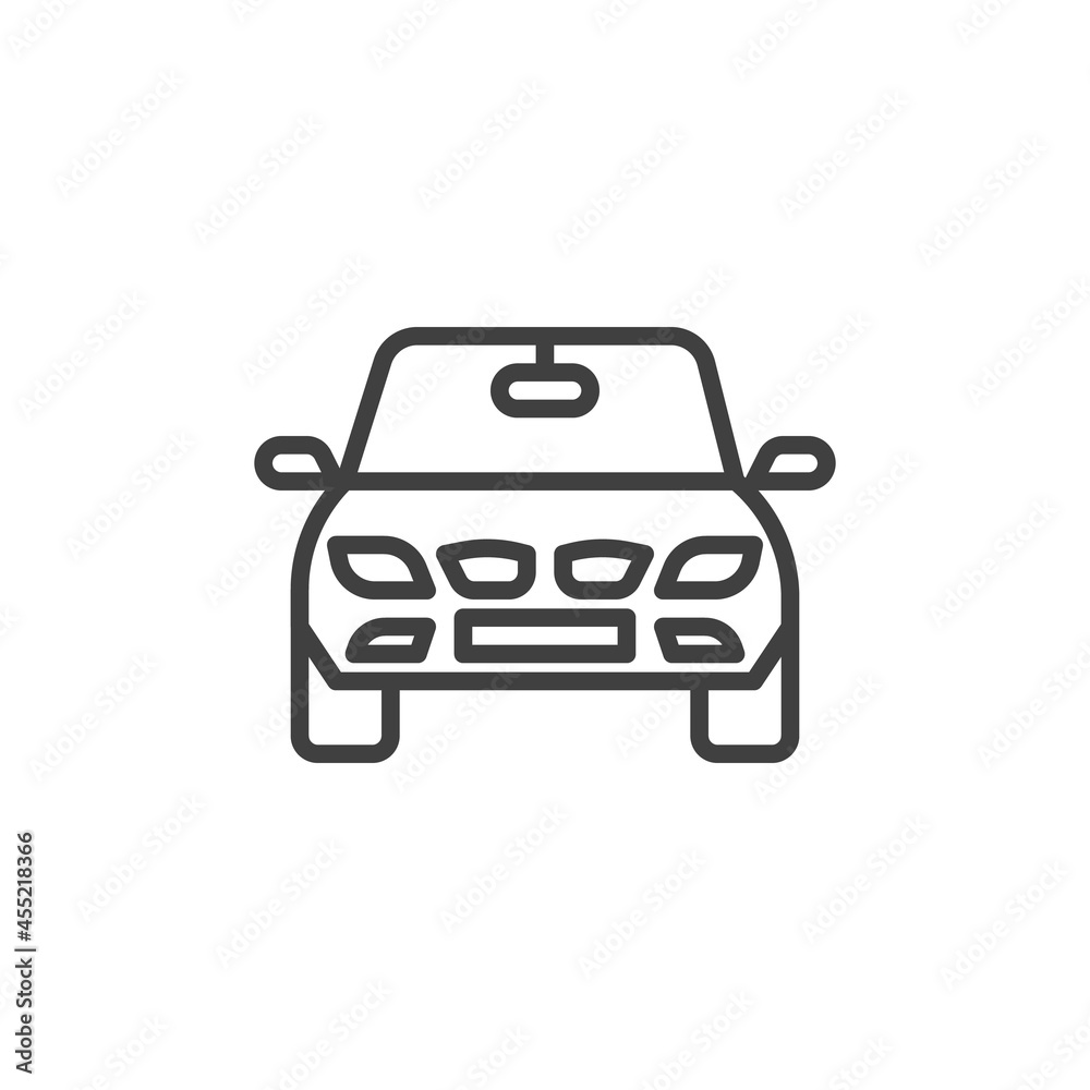 Car front view line icon