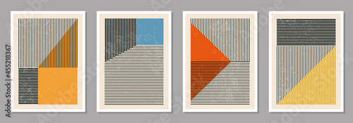 Set of minimal 20s geometric design posters, vector template