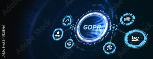 Business, Technology, Internet and network concept. GDPR General Data Protection Regulation. 3d illustration