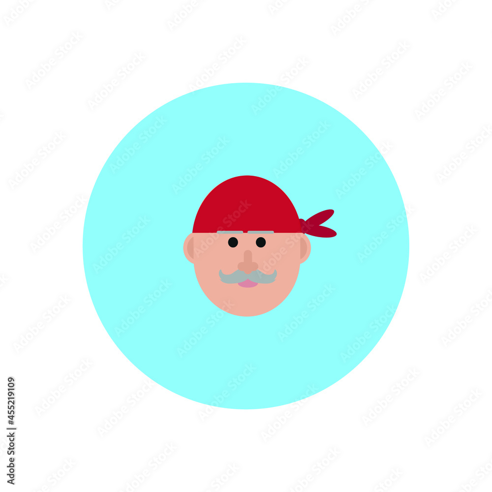 Caucasian elderly man face avatar on blue background