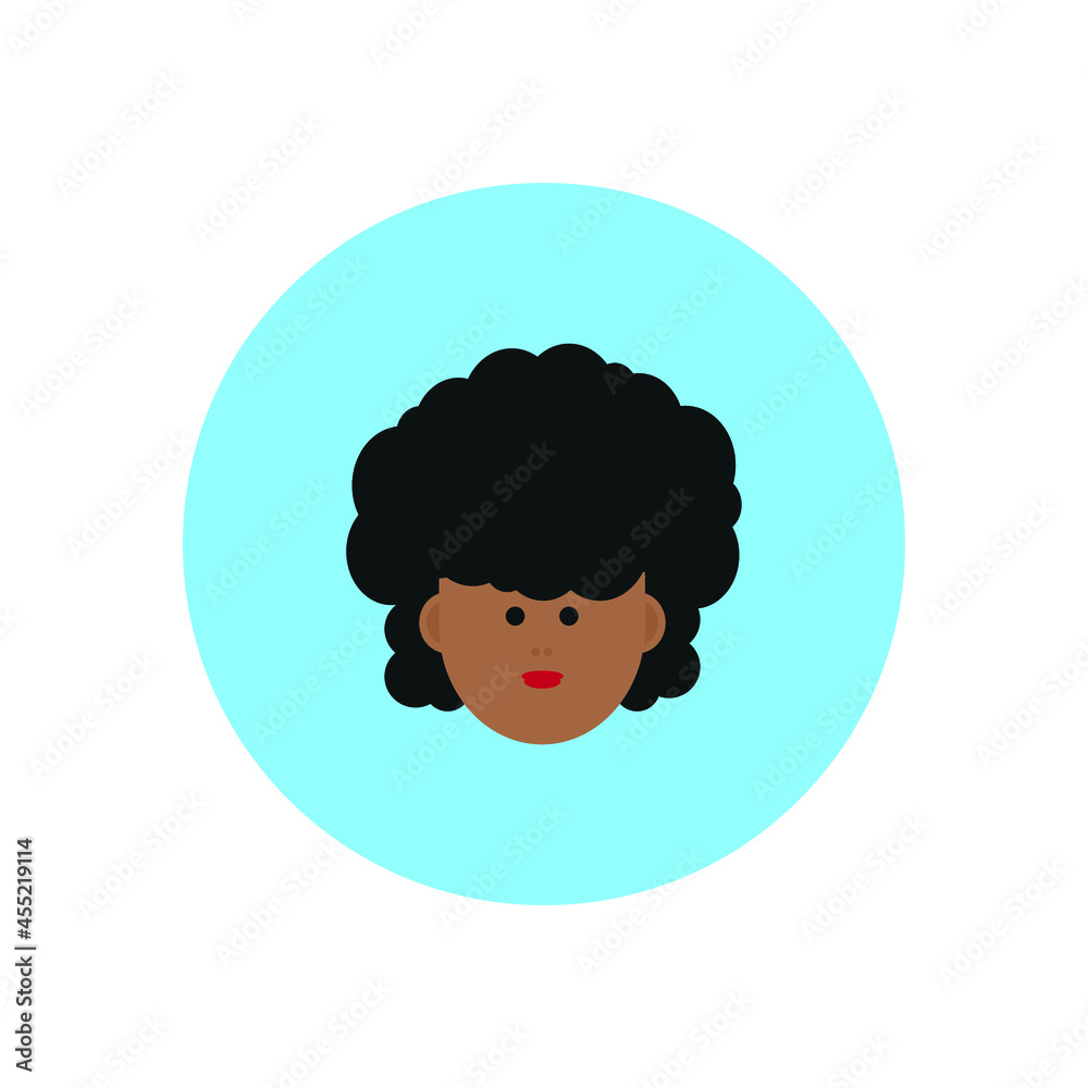 black woman face avatar on blue background