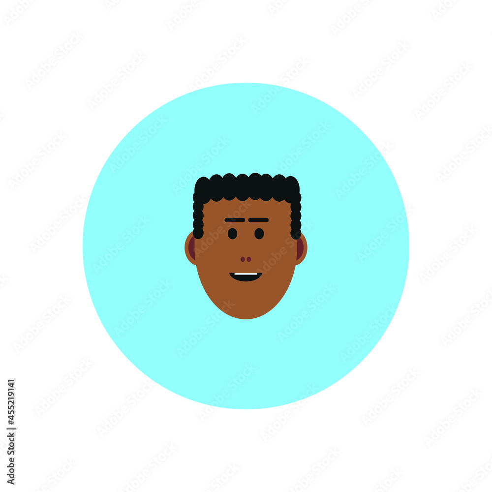 black man face avatar on blue background