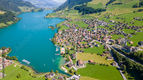 The beautiful village of Lungern and its lake, Switzerland. © Swissguylover