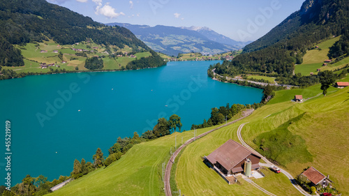 The beautiful village of Lungern and its lake  Switzerland. 