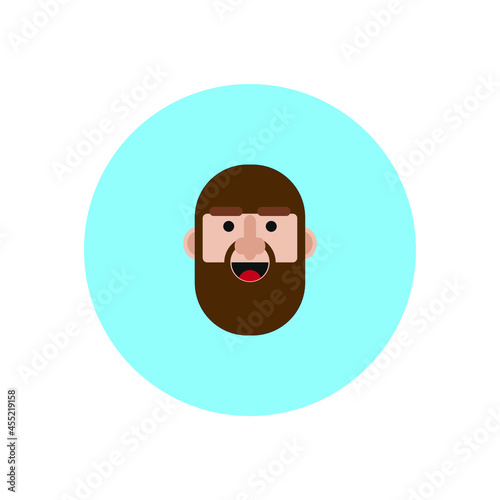 Obraz na płótnie Caucasian man face avatar with beard on blue background w salonie