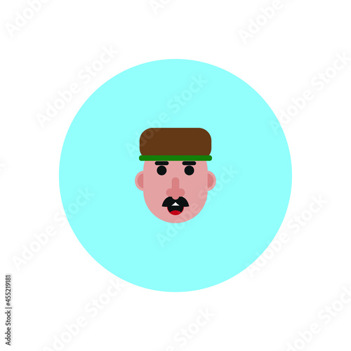 Obraz na płótnie elderly man face avatar with mustache and cap on blue background w salonie