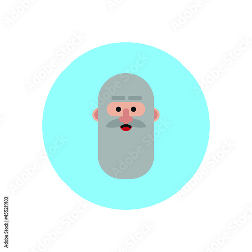 Caucasian man face avatar with beard on blue background