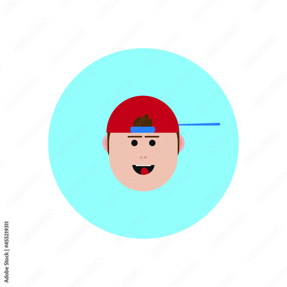 boy face avatar on blue background
