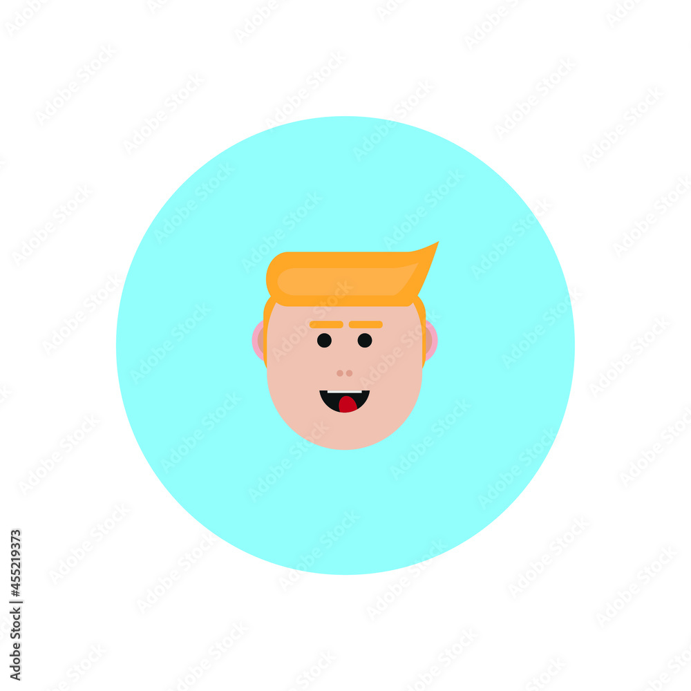 boy face avatar on blue background