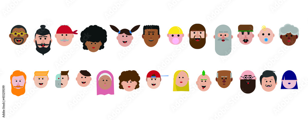 25 avatars of people, women and men of different social conditions.