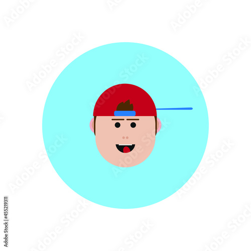 Obraz na płótnie boy face avatar on blue background w salonie