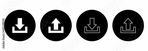 download, upload icon vector with arrow symbol illustrations