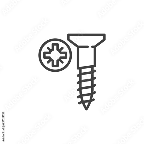 Flat head screw line icon