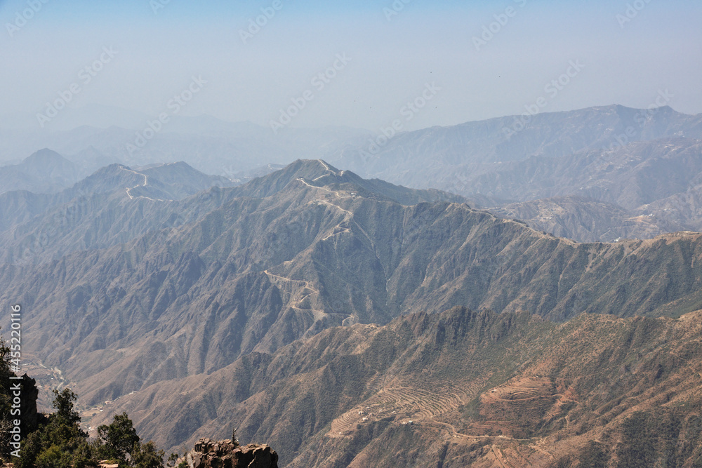 The canyon of Asir region, the view from the viewpoint, Saudi Arabia