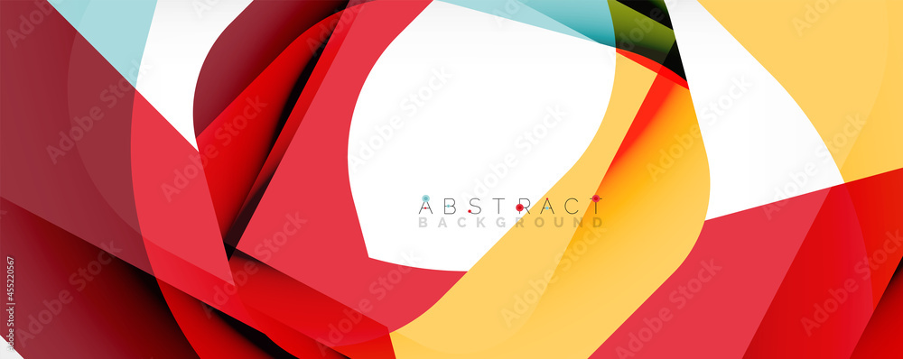 Minimal abstract background - color overlapping shapes on white with shadow lines. Vector Illustration For Wallpaper, Banner, Background, Landing Page