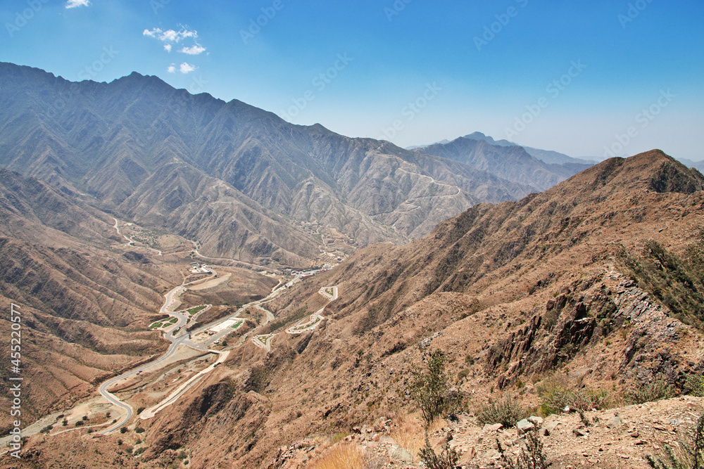 The canyon of Asir region, the view from the viewpoint, Saudi Arabia