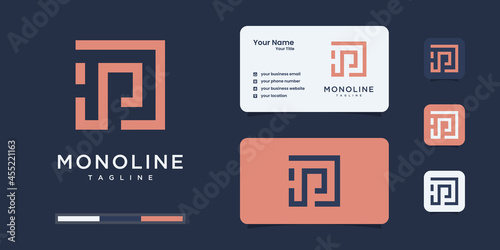 Modern creative line art letter H and P logo.
