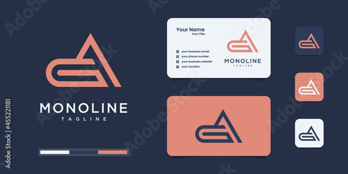 Modern creative line art letter G and A logo.