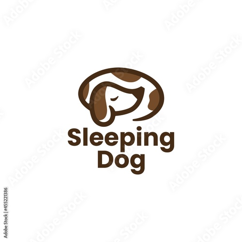 sleeping dog lazy logo vector icon illustration
