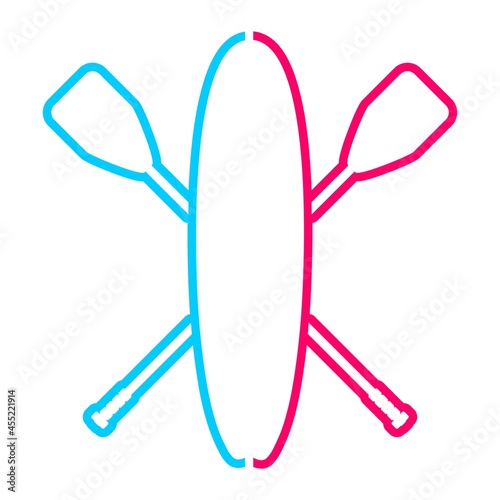 Stand up paddle boarding flat emblem illustration