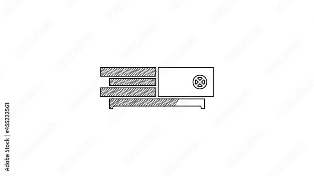 Black line Video game console icon isolated on white background. 4K Video motion graphic animation Black line Video game console icon isolated on white background. 4K Video motion graphic animation
