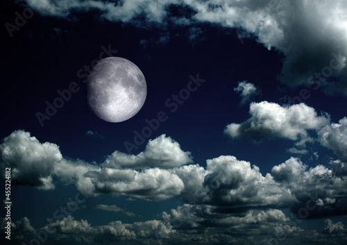 The moon in the night sky