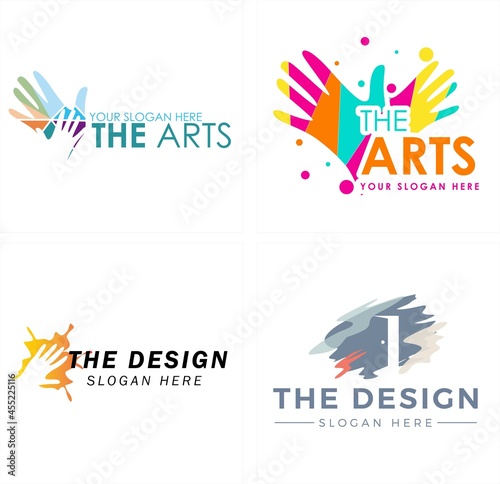 Art hands colorful design logo 