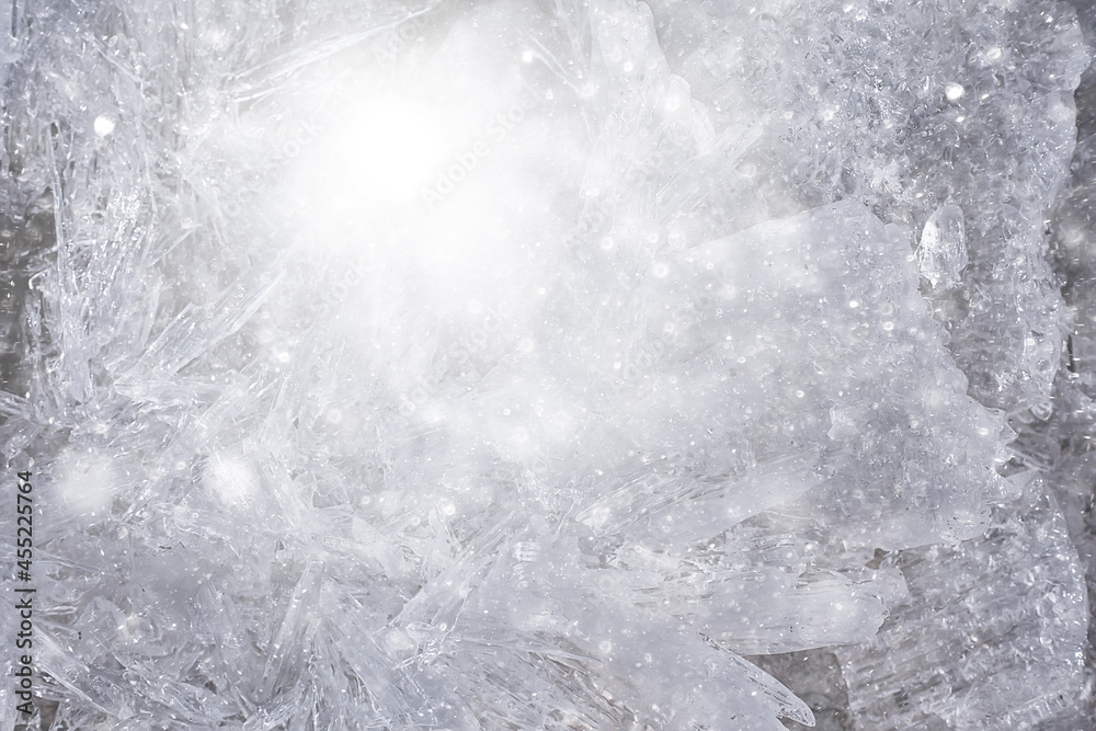 Fototapeta premium cold background ice broken, crystal frost winter snow abstract