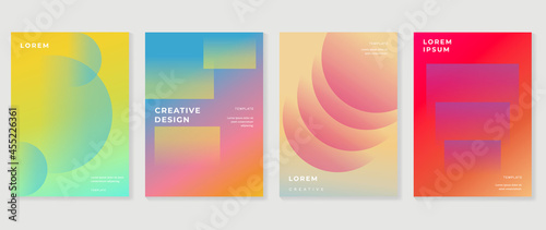 Fluid gradient background. Minimalist posters, cover, wall arts with colorful geometric shapes and liquid color. Modern wallpaper design for presentation, home decoration.  website and banner.