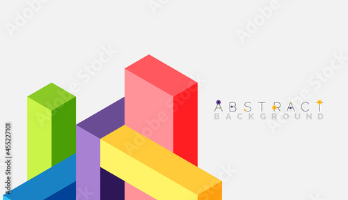 Fototapeta Naklejka Na Ścianę i Meble -  Abstract background. 3d cubes, cubic elements and blocks. Techno or business concept for wallpaper, banner, background, landing page