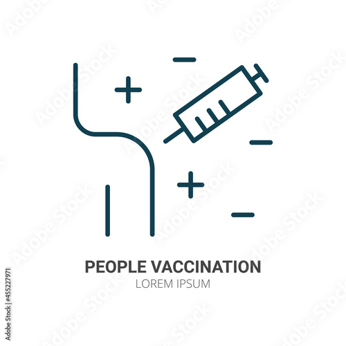 Shoulder and syringe line icon isolated vector. Editable stroke symbol. Vaccines against virus, vaccination sheldule, anti vaccine, shield virus. Flu, hepatitis, measles covid prevention