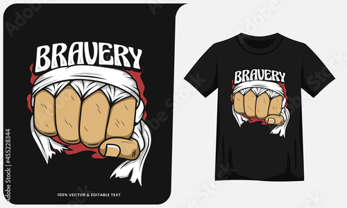 Fist punch martial arts graphic vector and t shirt mockup design