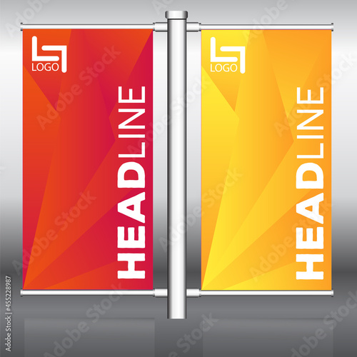 Street lamp post advertising banner template 
