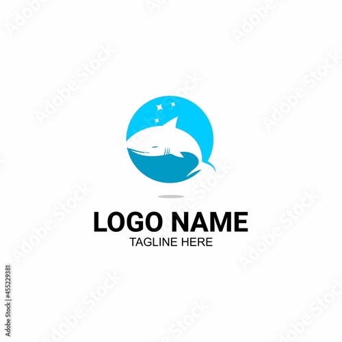 vector illustration of blue fish logo on white background