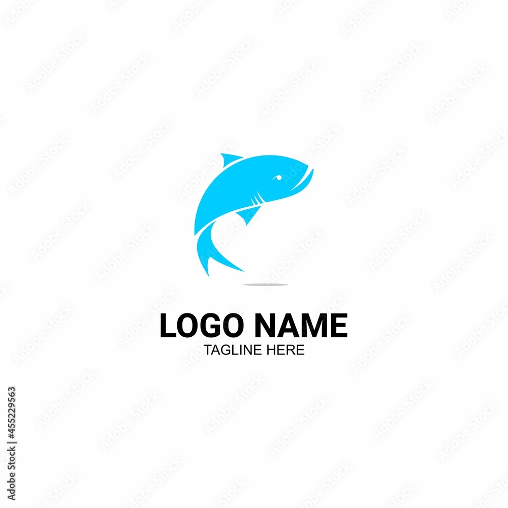 vector illustration of blue fish logo on white background