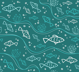 Fototapete Maritime Tiermuster Buntes Fischmuster für Kinderzimmer  © Julia
