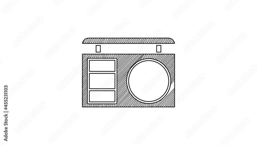 Black line Eye shadow palette with brush icon isolated on white background. 4K Video motion graphic animation Black line Eye shadow palette with brush icon isolated on white background. 4K Video motion graphic animation