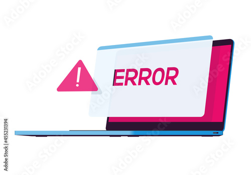 Laptop with error message isolated