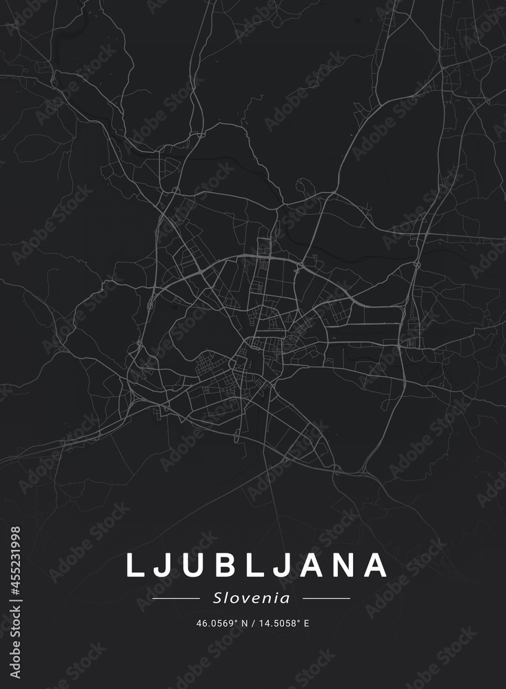 Map of Ljubljana, Slovenia